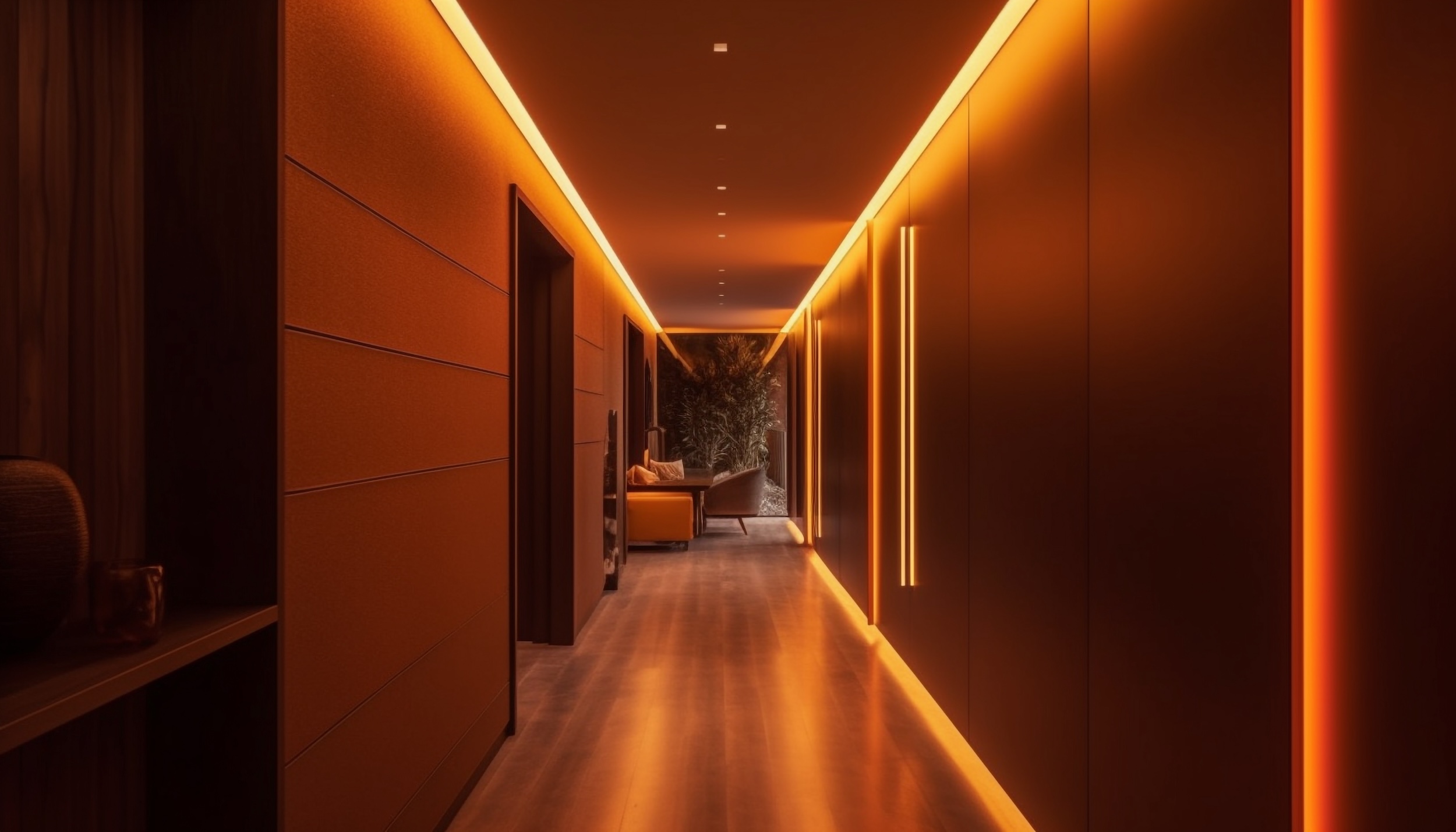 Luxury modern apartment with futuristic lighting design generated by AI